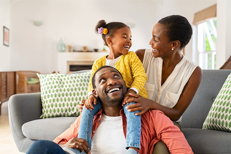 Happy man with family